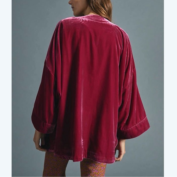 Anthropologie Esme Velvet Kimono Jacket Oversized Boxy XS - Picture 2 of 9